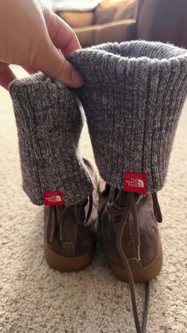 The North Face Alana Suede Knit Fold-Over Winter Boots with Primaloft Insulation